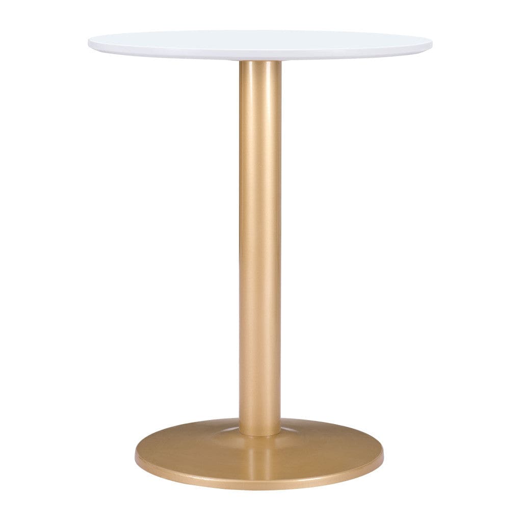 24" Gold And White Round End Table - Homeroots