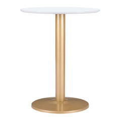 24" Gold And White Round End Table - Homeroots