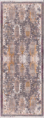 10' Runner Gray and Ivory Oriental Power Loom Runner Rug