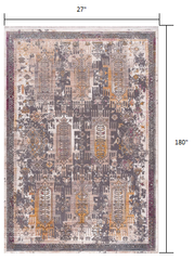 15' Runner Gray and Ivory Oriental Power Loom Runner Rug