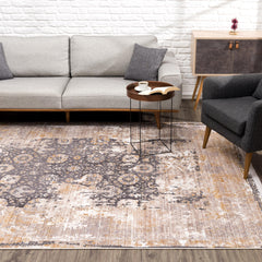 4' X 6' Gray and Ivory Oriental Power Loom Area Rug