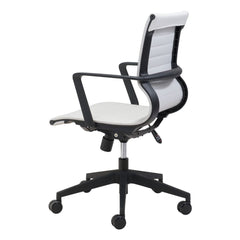 White and Black Adjustable Swivel Faux Leather Rolling Conference Office Chair