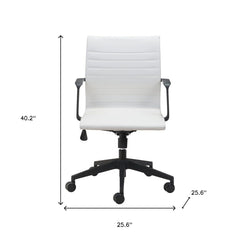 White and Black Adjustable Swivel Faux Leather Rolling Conference Office Chair