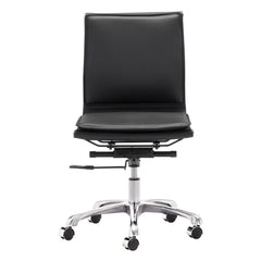 Black and Silver Adjustable Swivel Faux Leather Rolling Executive Office Chair