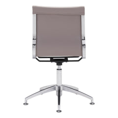 Taupe and Silver Swivel Faux Leather Conference Office Chair