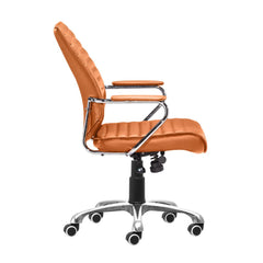 Orange and Silver Adjustable Swivel Faux Leather Rolling Executive Office Chair - Homeroots