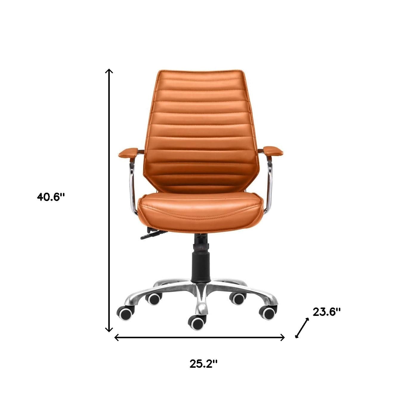 Orange and Silver Adjustable Swivel Faux Leather Rolling Executive Office Chair - Homeroots