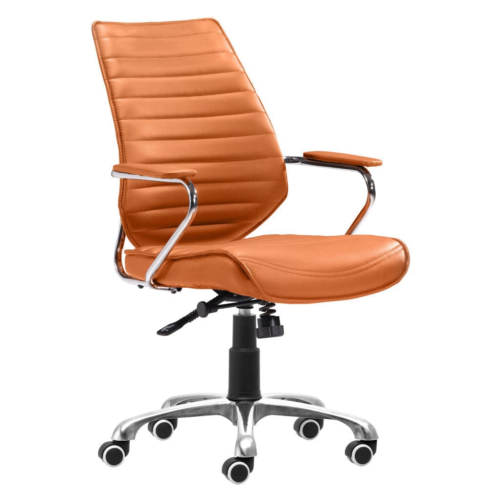 Orange and Silver Adjustable Swivel Faux Leather Rolling Executive Office Chair - Homeroots