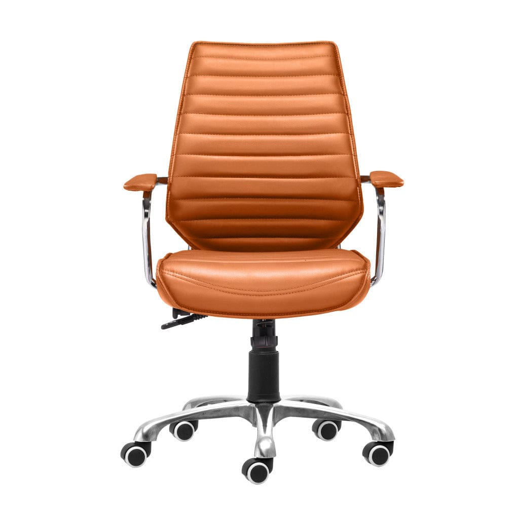 Orange and Silver Adjustable Swivel Faux Leather Rolling Executive Office Chair - Homeroots