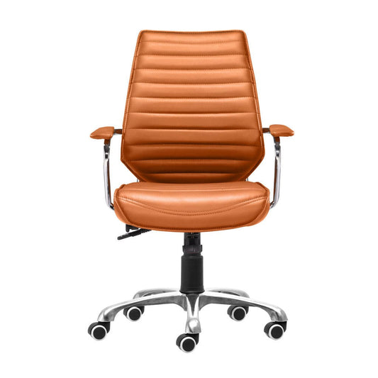 Orange and Silver Adjustable Swivel Faux Leather Rolling Executive Office Chair - Homeroots