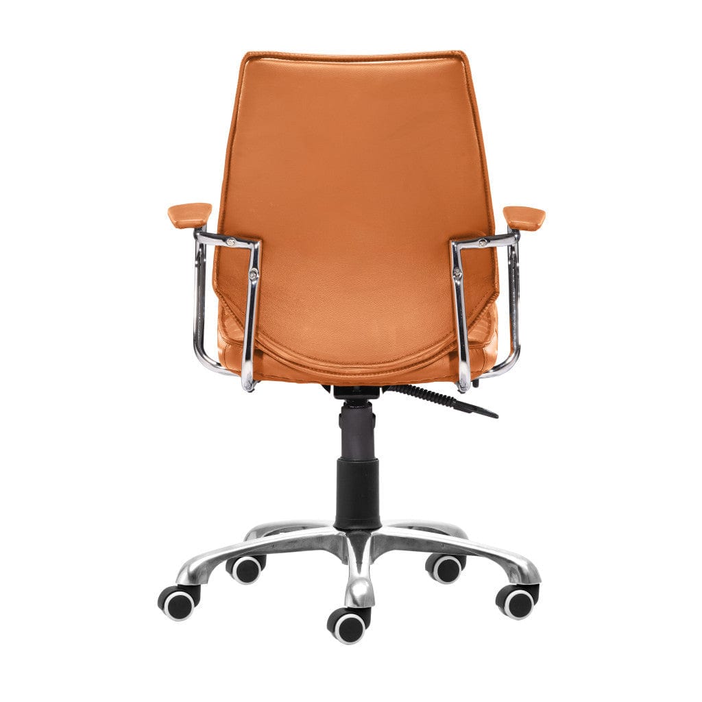 Orange and Silver Adjustable Swivel Faux Leather Rolling Executive Office Chair - Homeroots