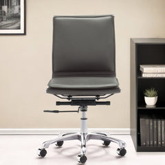 Gray and Silver Adjustable Swivel Faux Leather Rolling Executive Office Chair - Homeroots