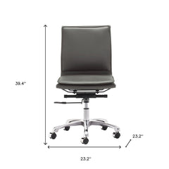 Gray and Silver Adjustable Swivel Faux Leather Rolling Executive Office Chair - Homeroots