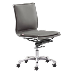 Gray and Silver Adjustable Swivel Faux Leather Rolling Executive Office Chair - Homeroots