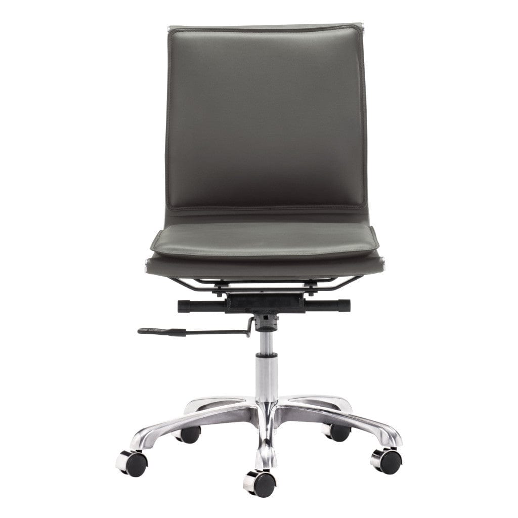 Gray and Silver Adjustable Swivel Faux Leather Rolling Executive Office Chair - Homeroots