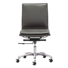 Gray and Silver Adjustable Swivel Faux Leather Rolling Executive Office Chair - Homeroots