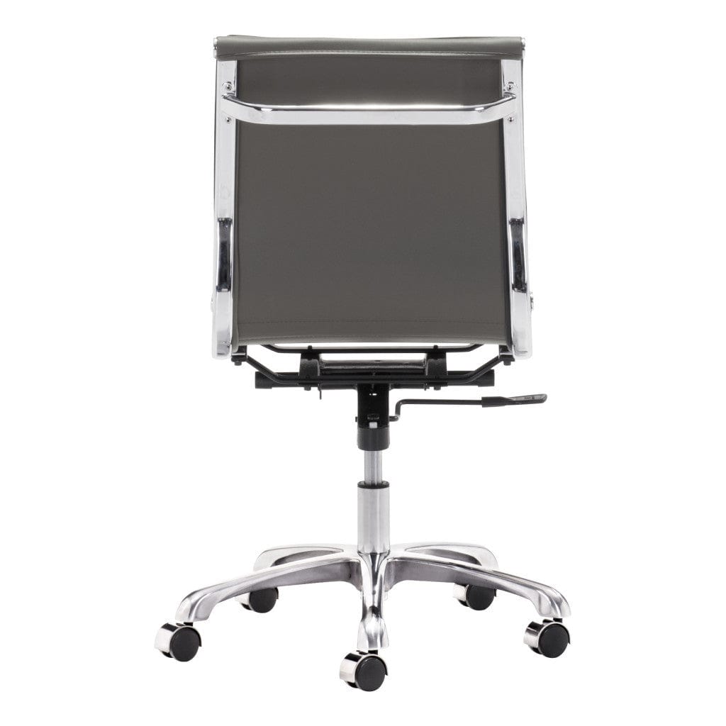 Gray and Silver Adjustable Swivel Faux Leather Rolling Executive Office Chair - Homeroots