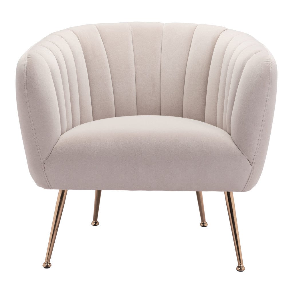 30" Ivory And Gold Fabric Tufted Club Chair - Homeroots