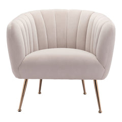 30" Ivory And Gold Fabric Tufted Club Chair - Homeroots