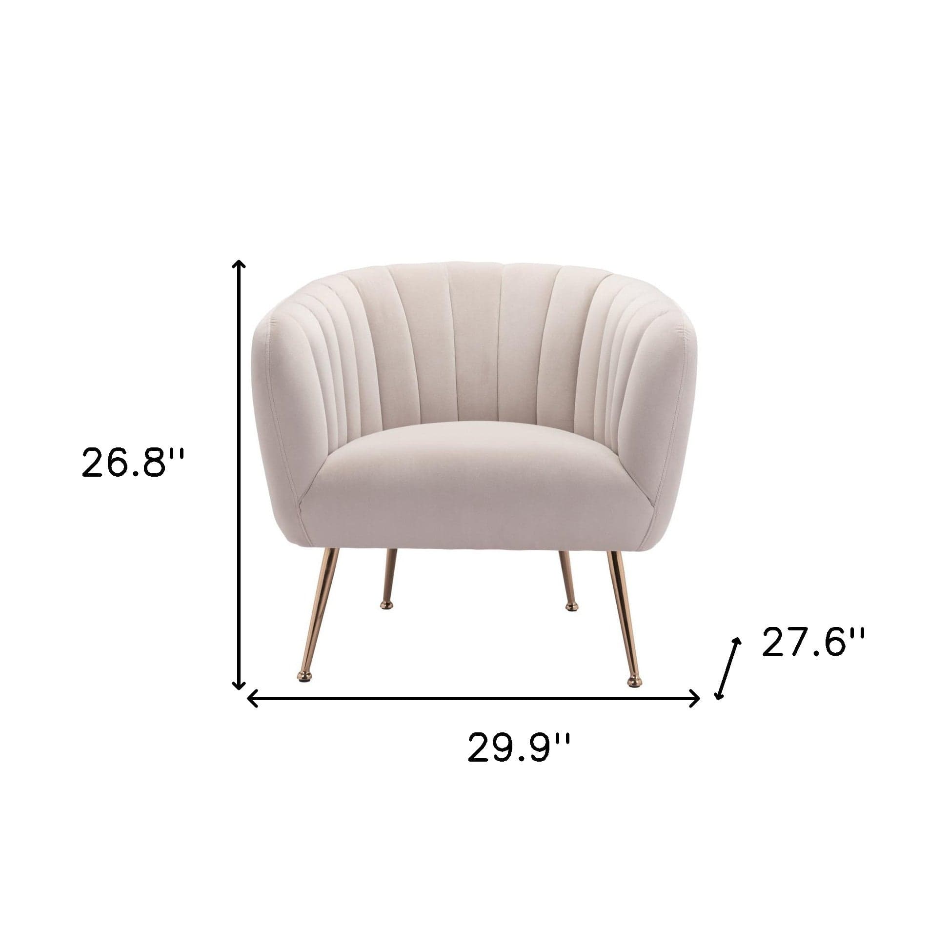 30" Ivory And Gold Fabric Tufted Club Chair - Homeroots