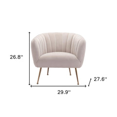 30" Ivory And Gold Fabric Tufted Club Chair - Homeroots