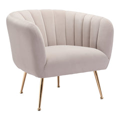 30" Ivory And Gold Fabric Tufted Club Chair - Homeroots