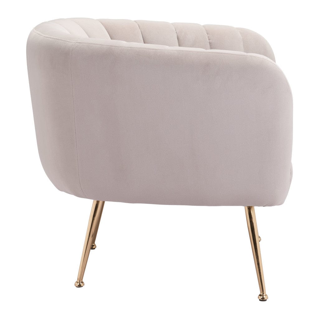 30" Ivory And Gold Fabric Tufted Club Chair - Homeroots