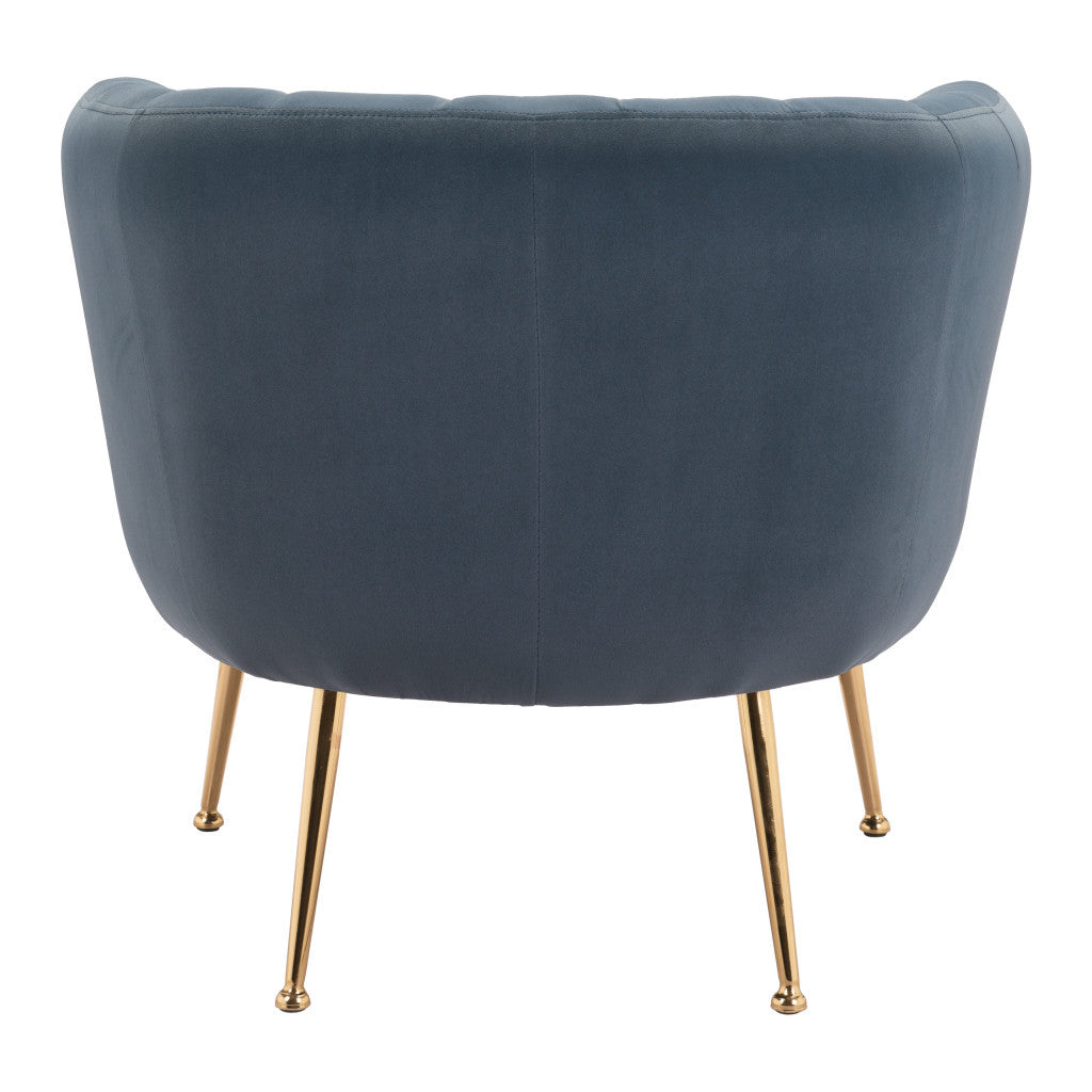 30" Gray And Gold Velvet Tufted Club Chair - Homeroots