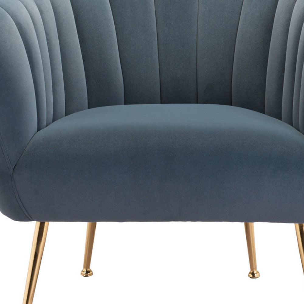 30" Gray And Gold Velvet Tufted Club Chair - Homeroots