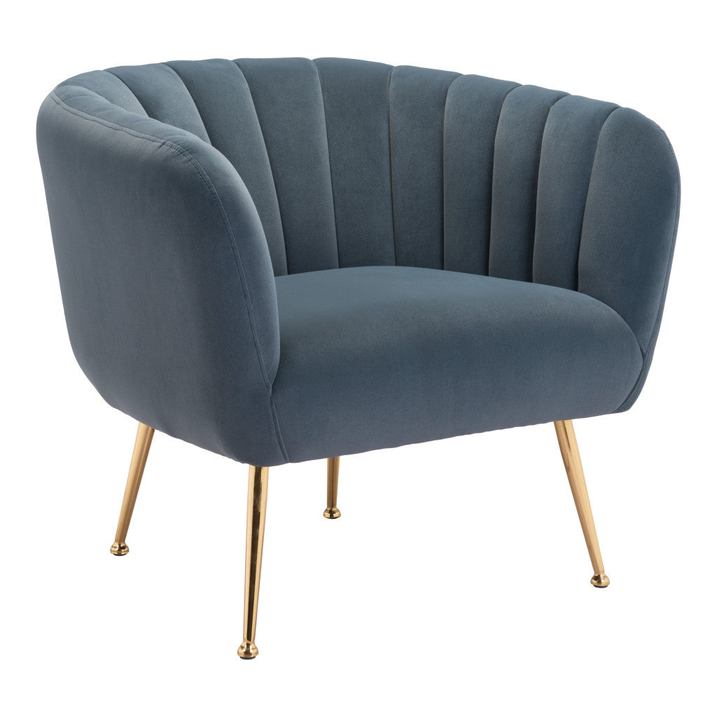 30" Gray And Gold Velvet Tufted Club Chair - Homeroots