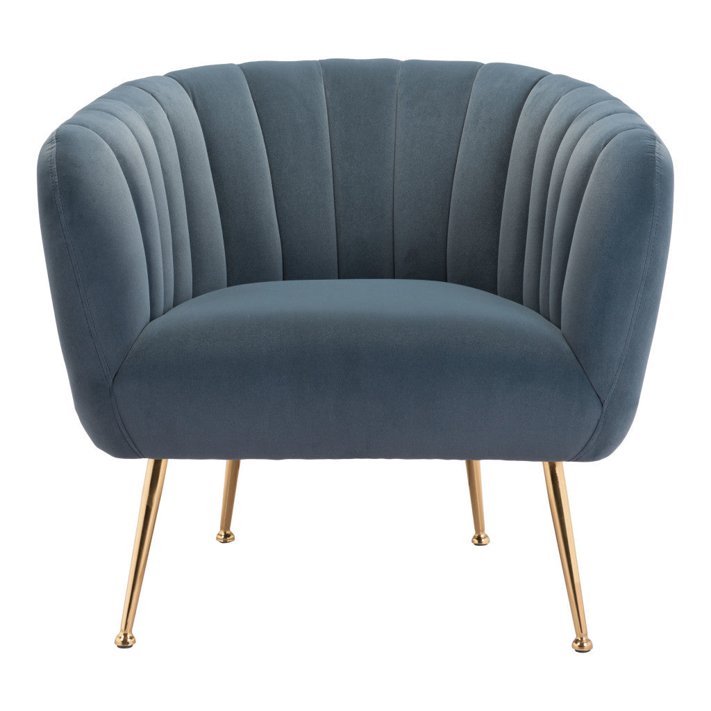 30" Gray And Gold Velvet Tufted Club Chair - Homeroots