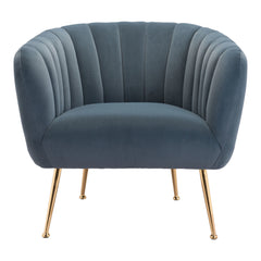 30" Gray And Gold Velvet Tufted Club Chair - Homeroots