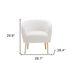 29" Beige And Gold Sherpa Arm Chair - Homeroots