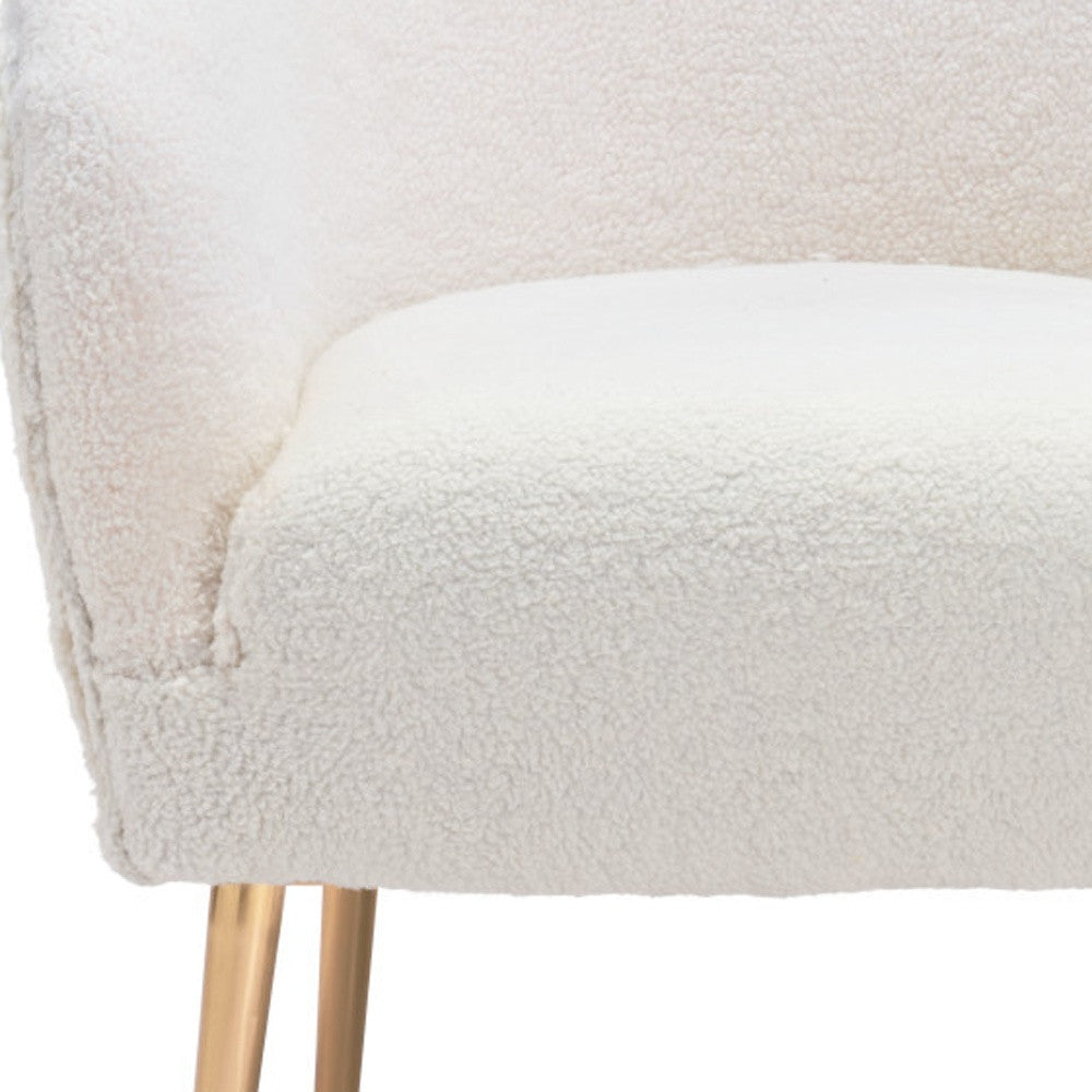 29" Beige And Gold Sherpa Arm Chair - Homeroots