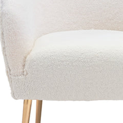 29" Beige And Gold Sherpa Arm Chair