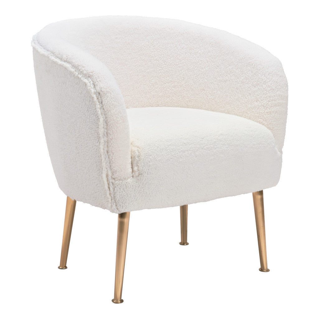 29" Beige And Gold Sherpa Arm Chair - Homeroots