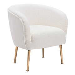 29" Beige And Gold Sherpa Arm Chair - Homeroots