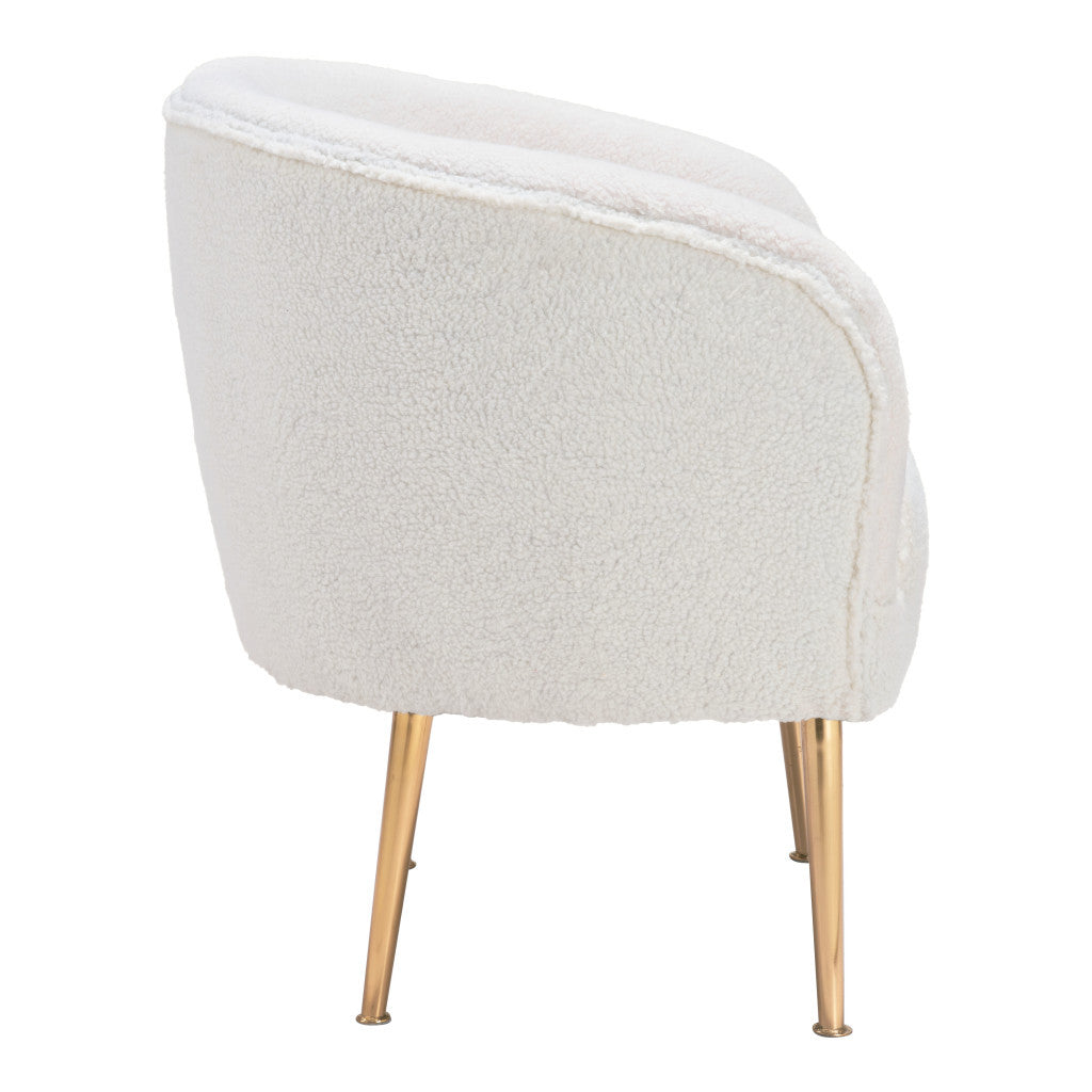 29" Beige And Gold Sherpa Arm Chair