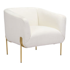 31" Ivory And Gold Fabric Arm Chair - Homeroots