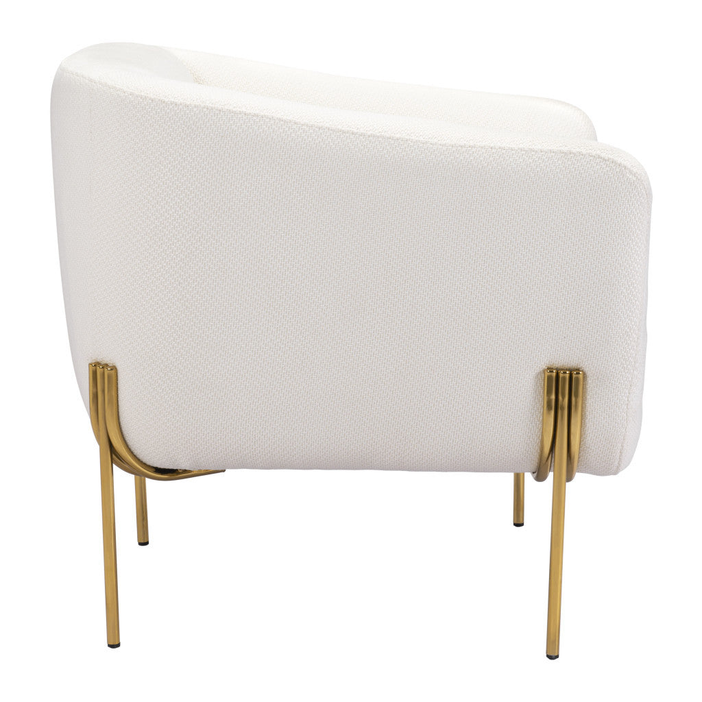 31" Ivory And Gold Fabric Arm Chair - Homeroots