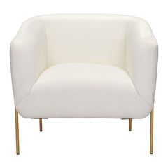 31" Ivory And Gold Fabric Arm Chair - Homeroots