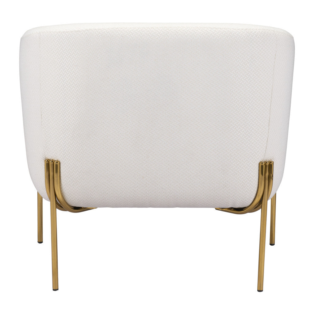 31" Ivory And Gold Fabric Arm Chair