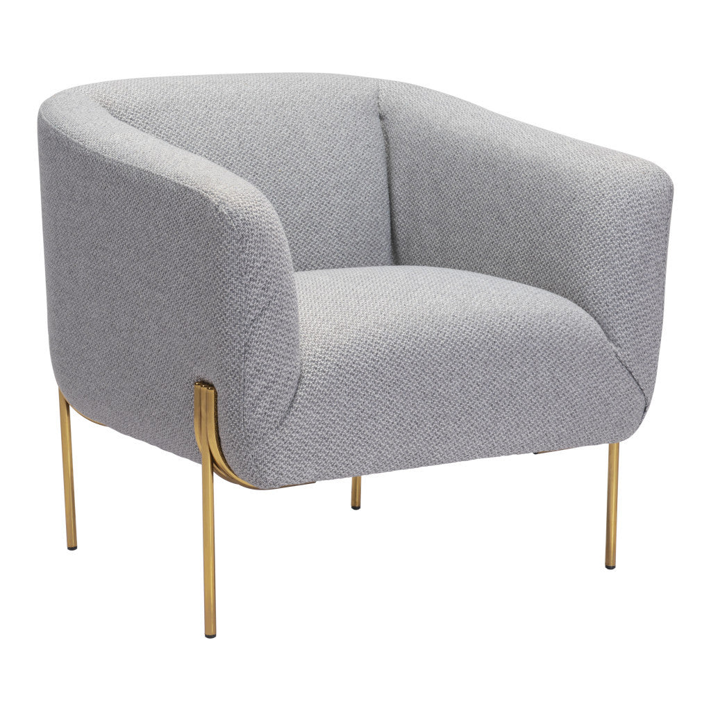 31" Gray And Gold Fabric Arm Chair - Homeroots