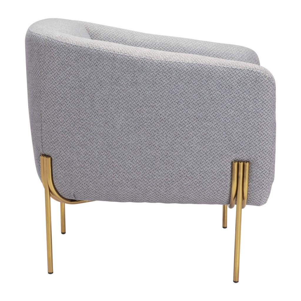 31" Gray And Gold Fabric Arm Chair - Homeroots