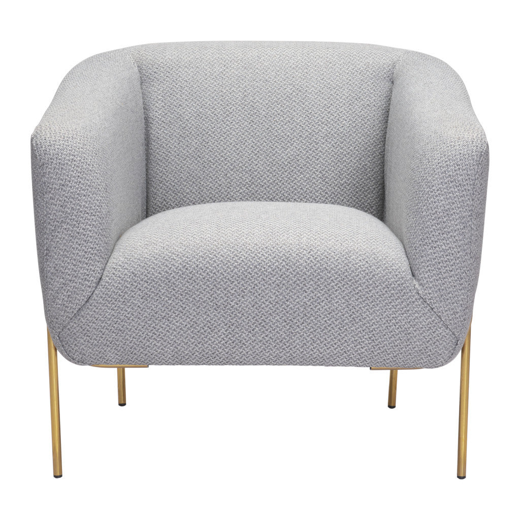 31" Gray And Gold Fabric Arm Chair - Homeroots