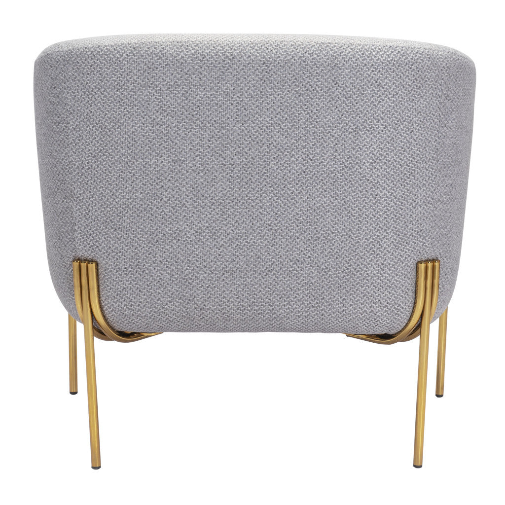 31" Gray And Gold Fabric Arm Chair - Homeroots