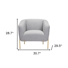 31" Gray And Gold Fabric Arm Chair