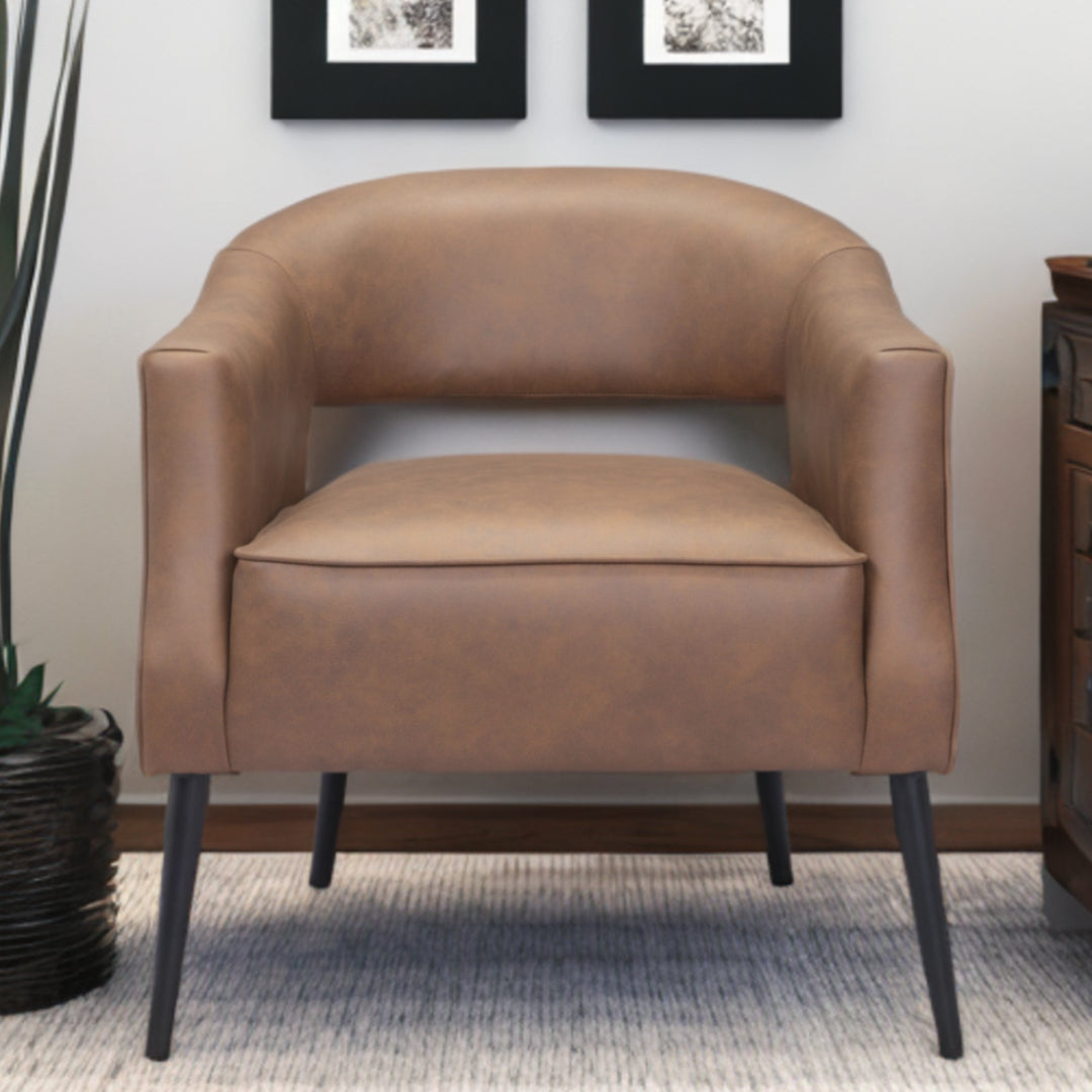 27" Brown And Black Faux Leather Arm Chair - Homeroots