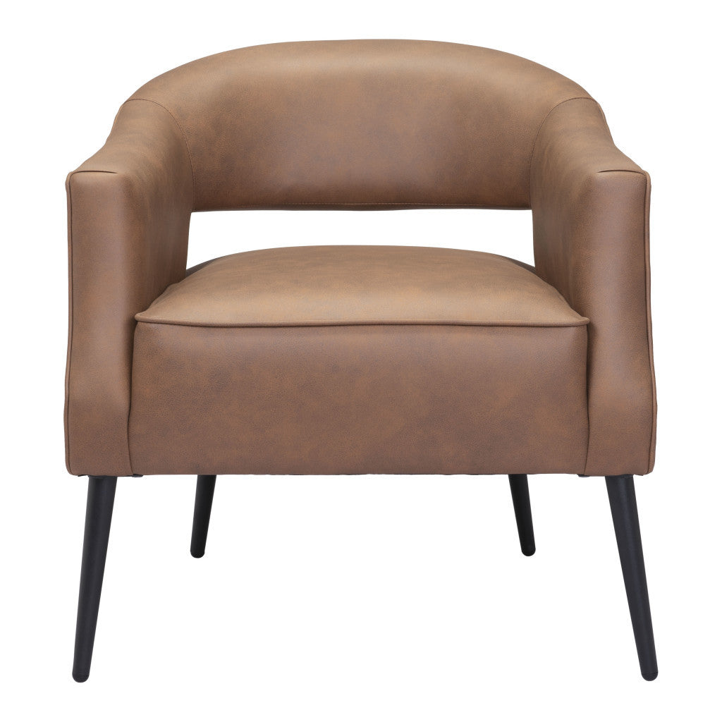 27" Brown And Black Faux Leather Arm Chair - Homeroots