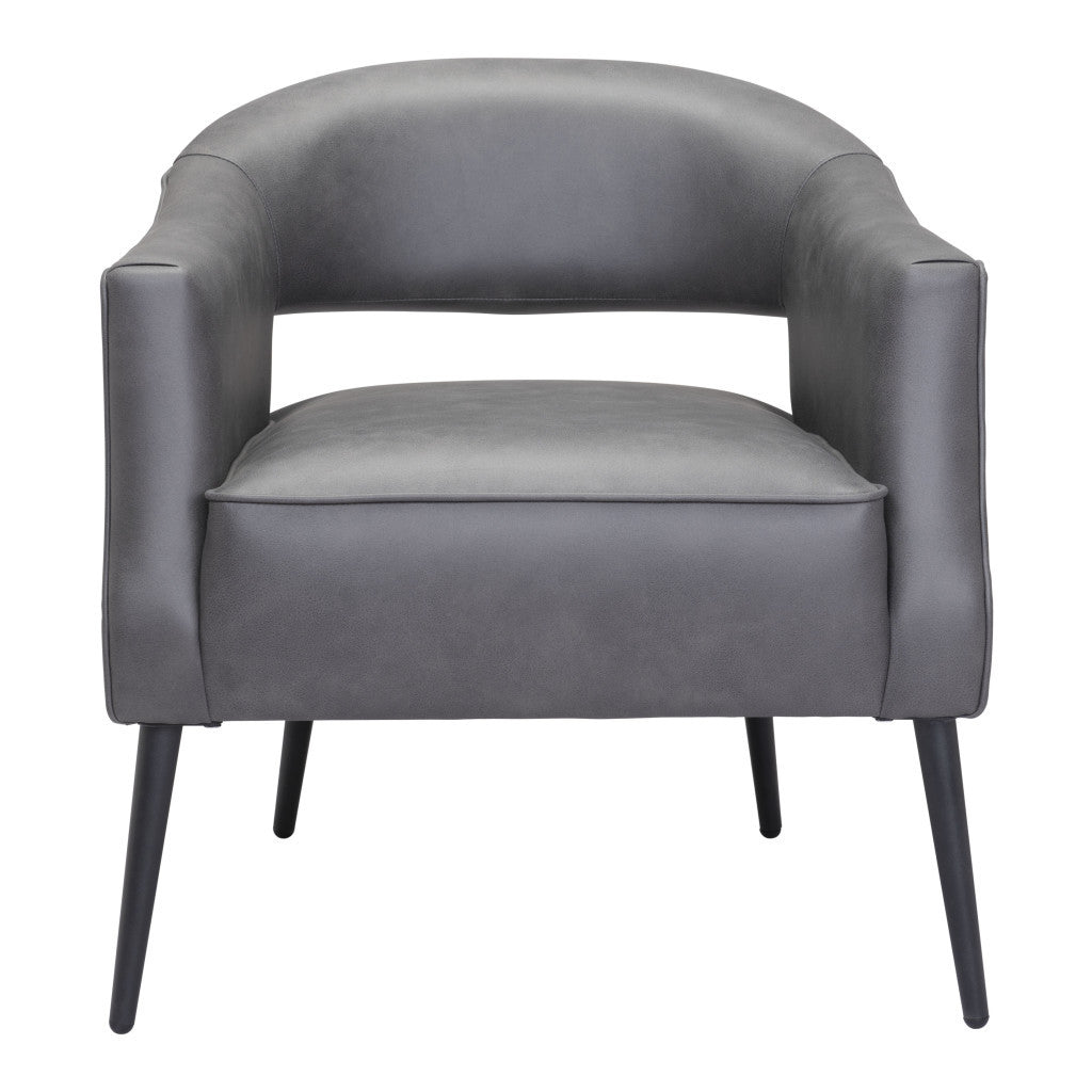 27" Grey Faux Leather And Gold Arm Chair - Homeroots